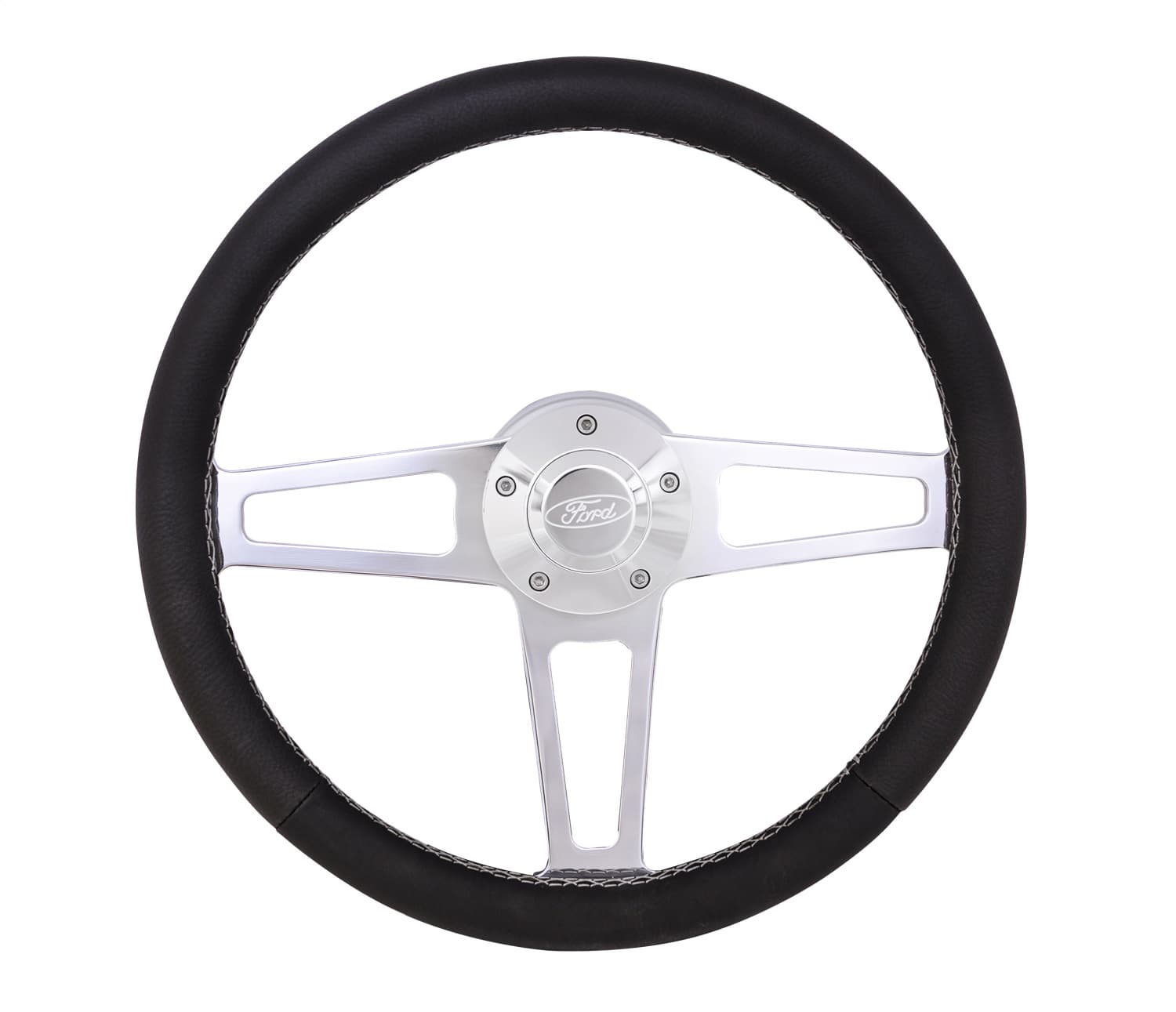 Billet T Series Steering Wheel and Installation Kit; Ford Logo; Includes Billet Steering Wheel/OEM Center Cap/Install Kit PN[5285-1] Polished; product image