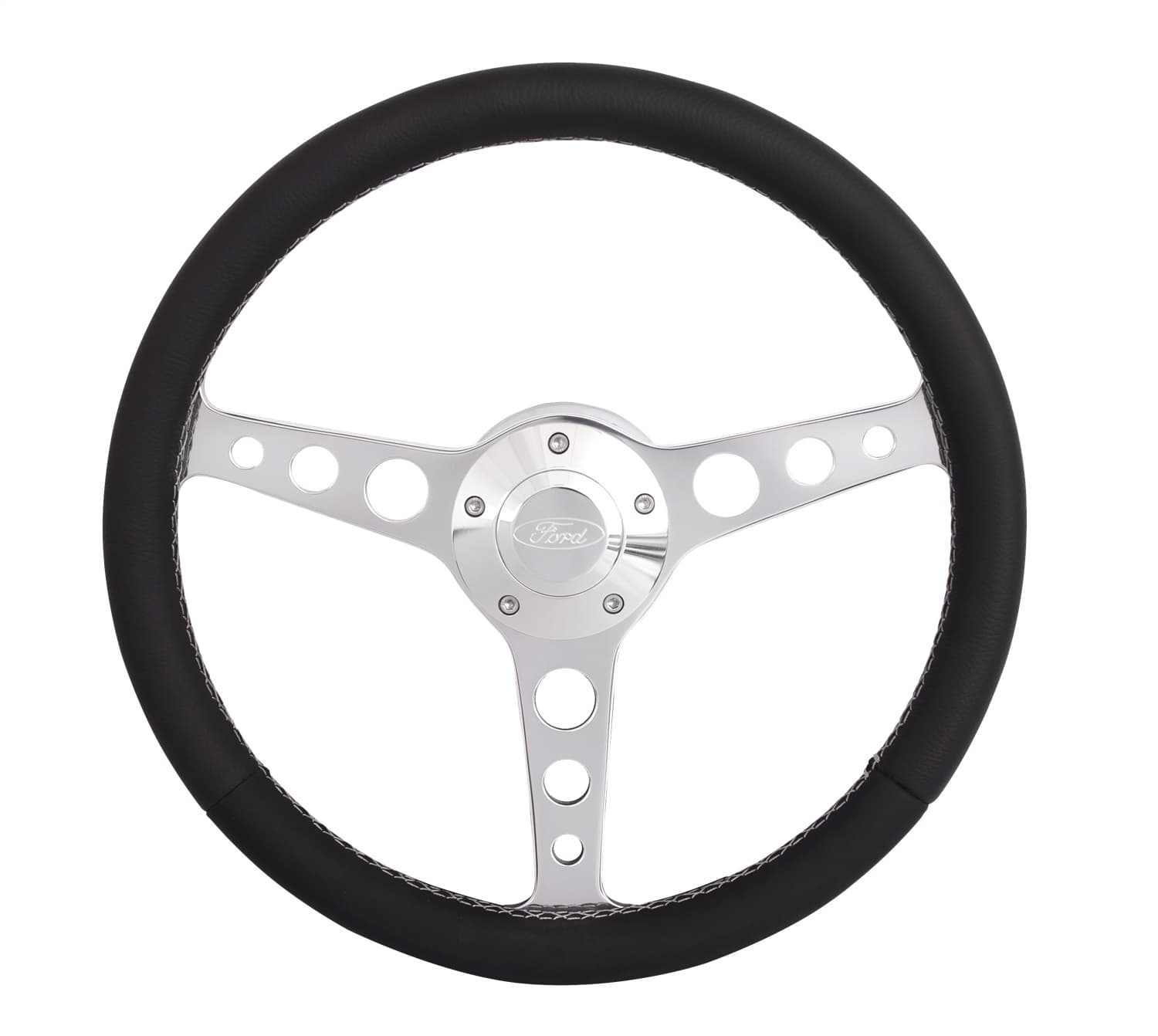 Billet Classic Series Steering Wheel and Installation Kit; Ford Logo; Includes Billet Steering Wheel/OEM Center Cap/Install Kit PN[5285-1] Polished; product image