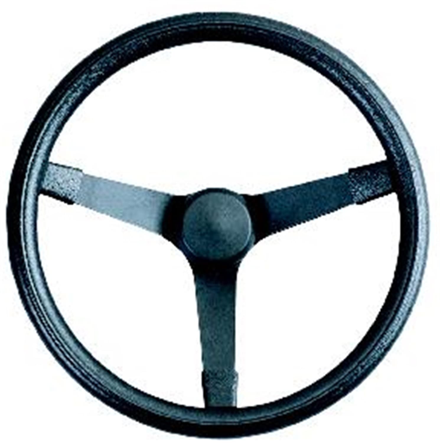 Performance Series Steel Steering Wheel; Winston Cup Style; 14 3/4 in. Diameter; 4 in. Dish; Black Foam Grip w/Black Steel 3-Spoke Design; product image