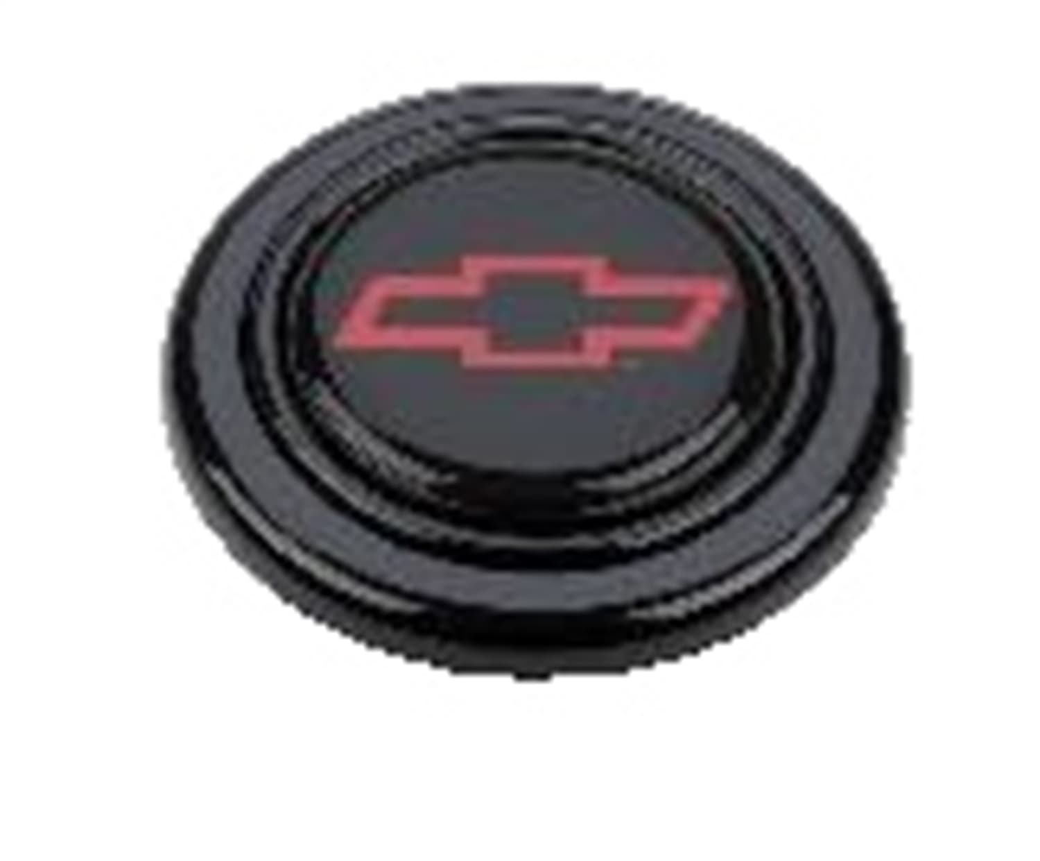 GM Licensed Horn Button; Black Plastic; Chevrolet®; Red/Black; Signature Wheels; product image