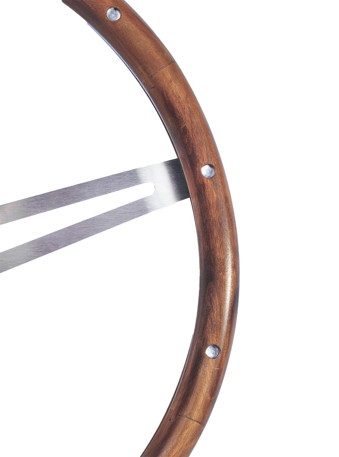 Classic Series Nostalgia Steering Wheel; 15 in. Diameter; Genuine Walnut Finish; Brushed Stainless Steel 3-Spoke Design; For Use With Pontiac; product image