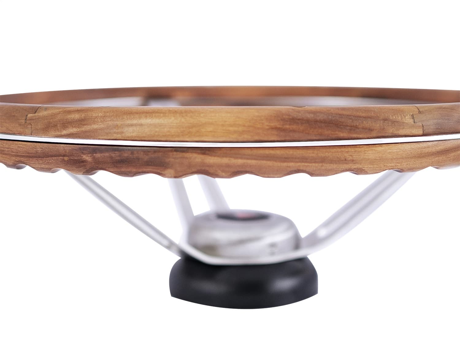 Classic Series Nostalgia Steering Wheel; 15 in. Diameter; Genuine Walnut Finish; Brushed Stainless Steel 3-Spoke Design; For Use With Pontiac; product image