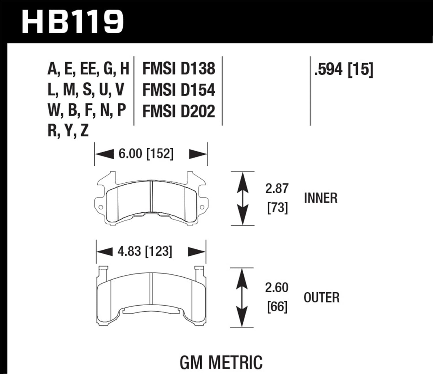 Overall Thickness: 15 mm Compound: DTC-60 GM Metric product image