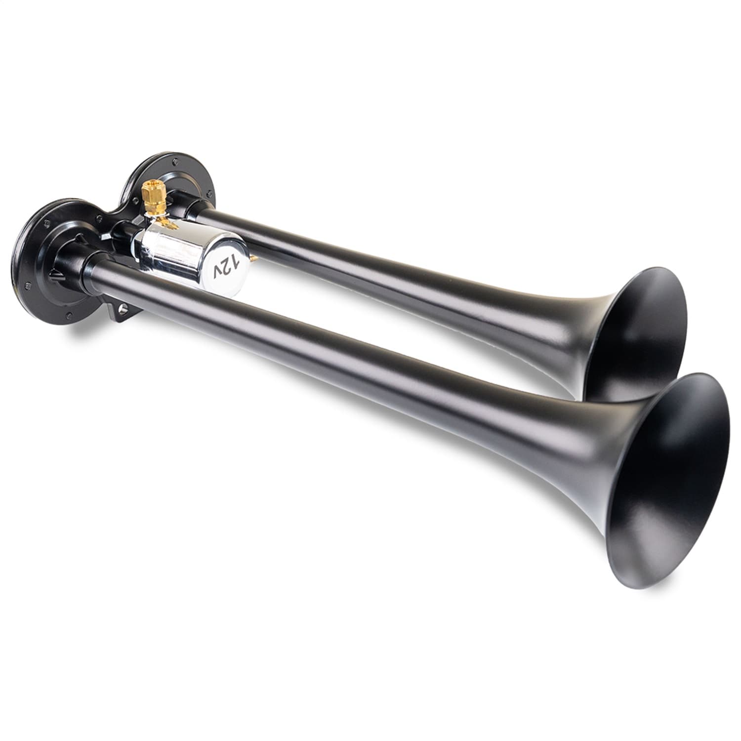 Black Dual Horn; 15 in. / 12.25 in. Trumpets; XCR2.0 Coated Zinc Alloy; product image