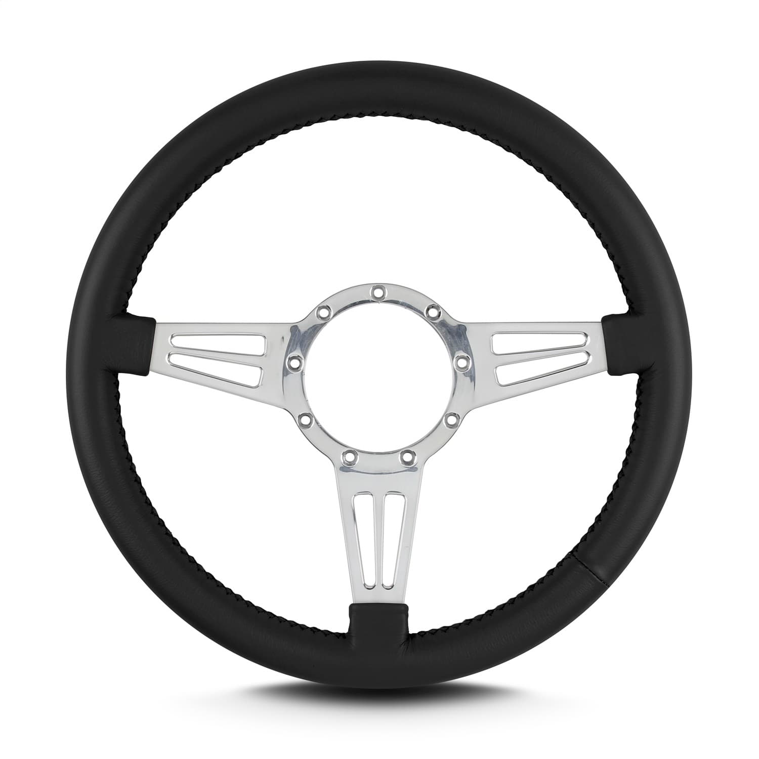 Lecarra Mark 4 Double Slot Steering Wheel; Black; Polished Spokes; 14 in. Standard Grip; product image