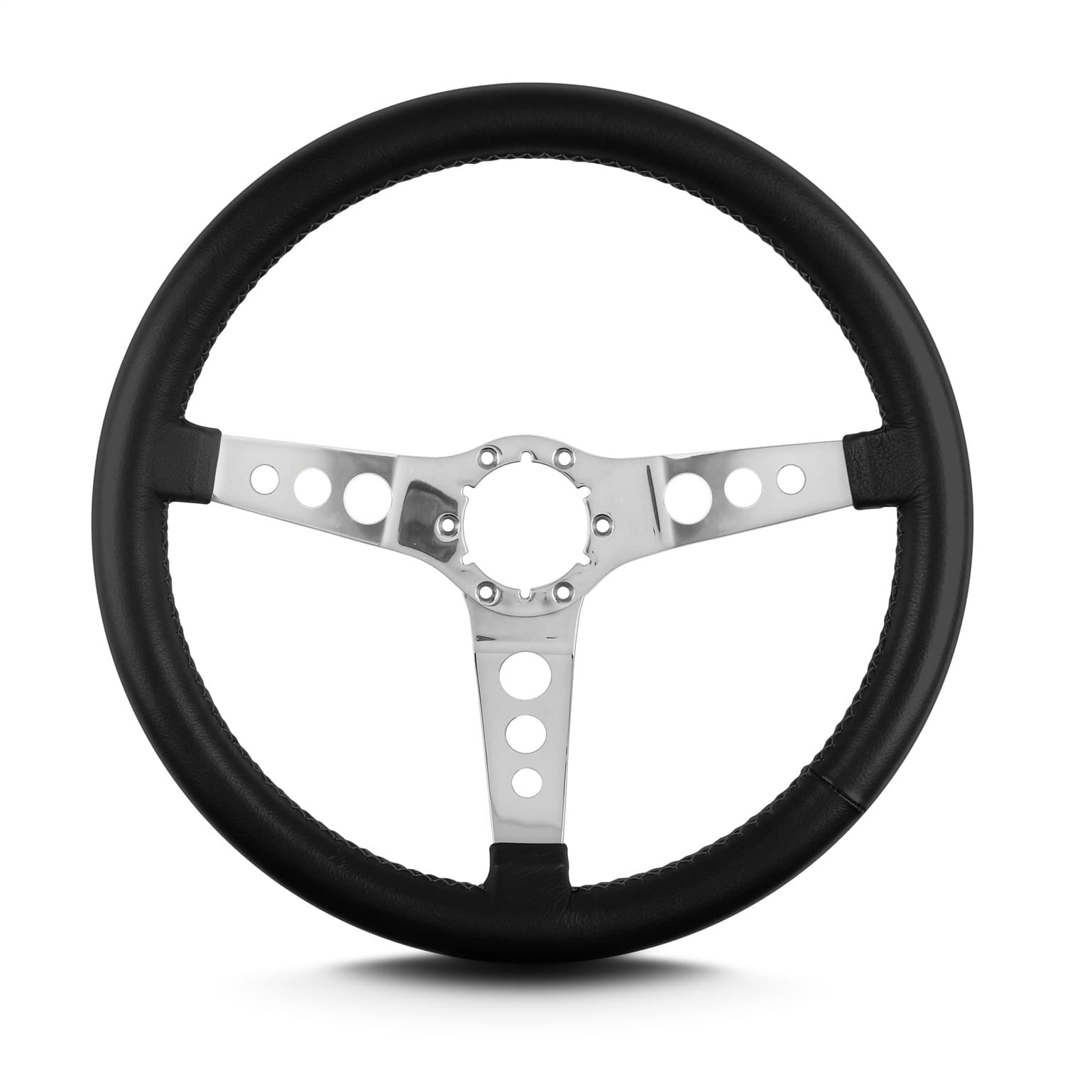 Lecarra Hot Rod Steering Wheel; Black; Polished Spokes; 14 in. Standard Grip; product image