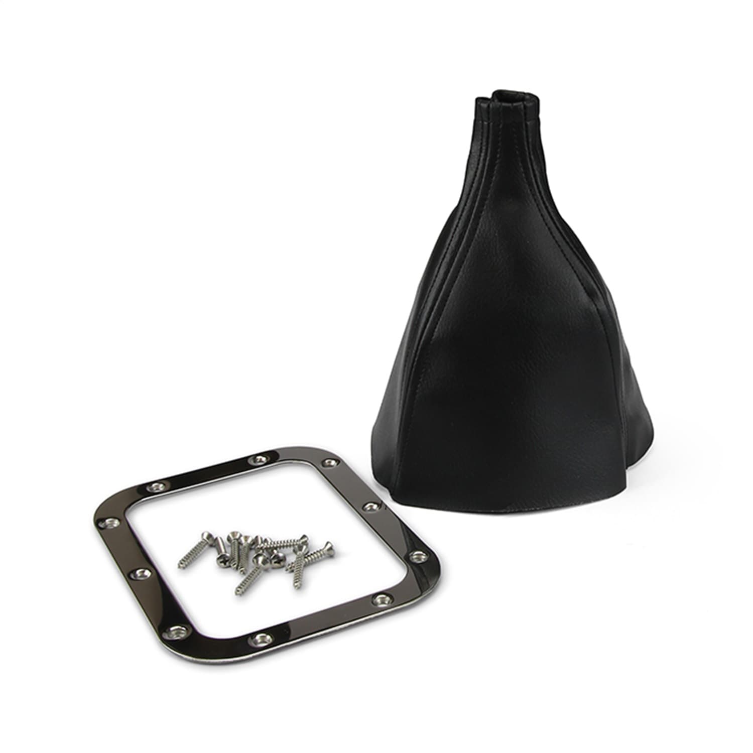 Rectangular Floor Mount Shifter Boot Kit; Incl. Boot/Stainless Screws/Stainless Boot Ring; product image