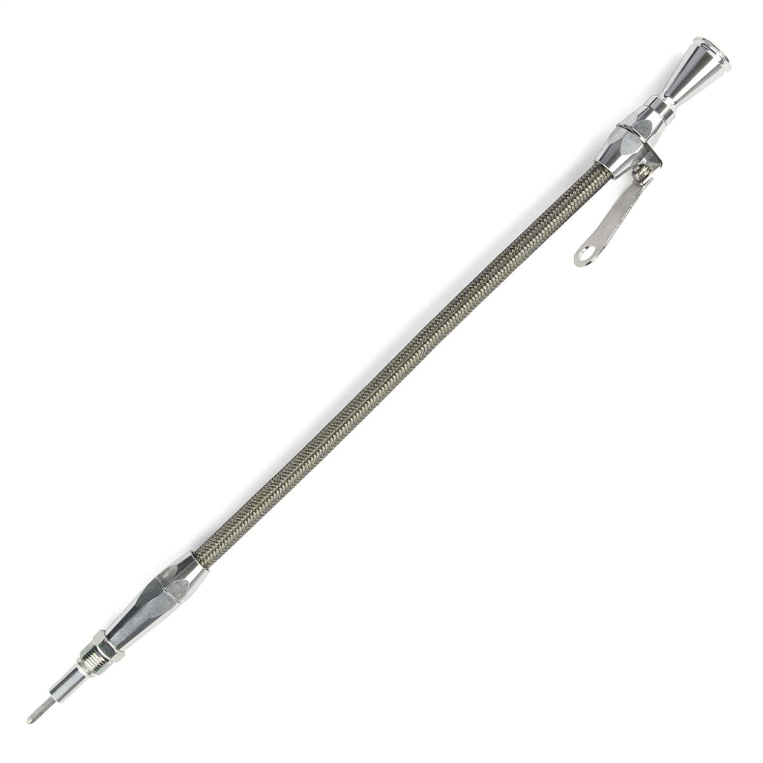 Flexible Engine Dipstick; Screw Into Pan Style 5/8-18 in.; Billet Aluminum; Stainless Steel Housing; product image