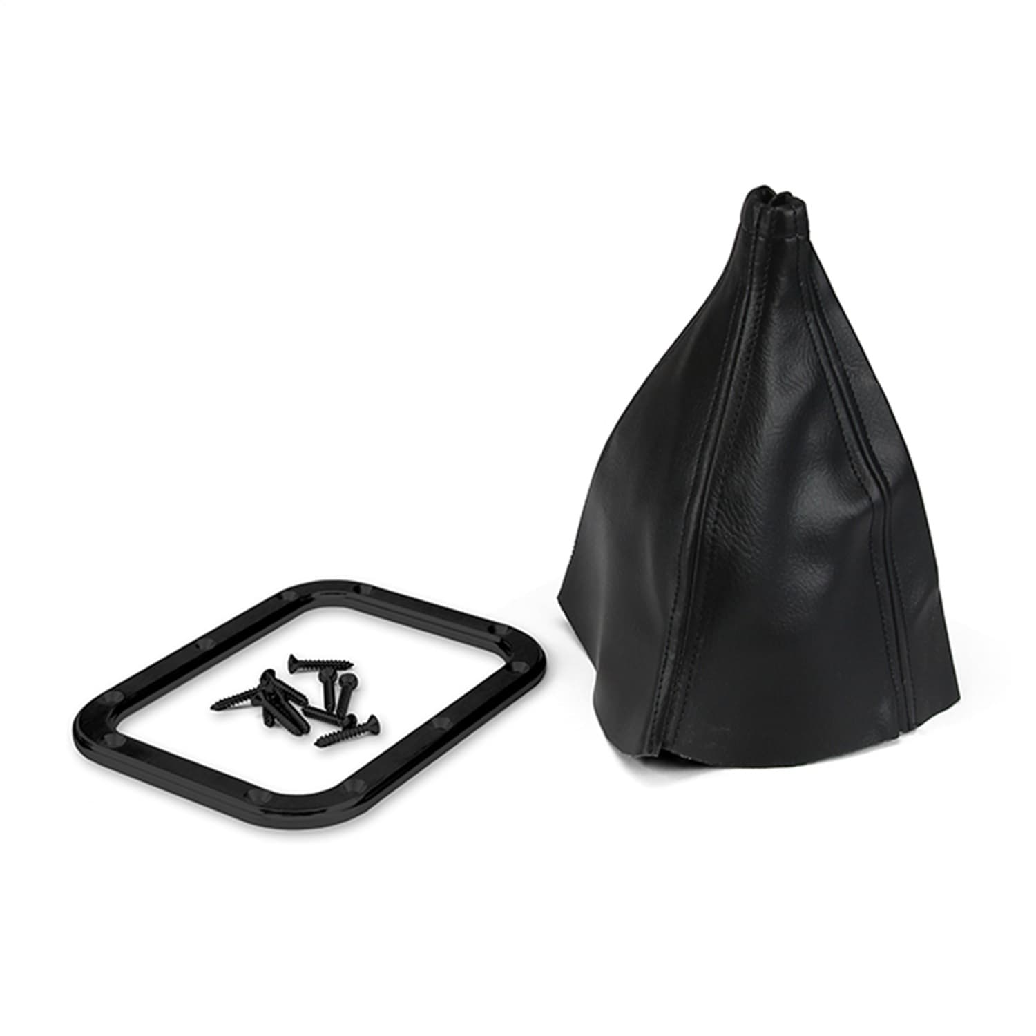 Rectangular Floor Mount Shifter Boot Kit; Incl. Boot/Stainless Screws/Black Anodized Aluminum Ring; product image