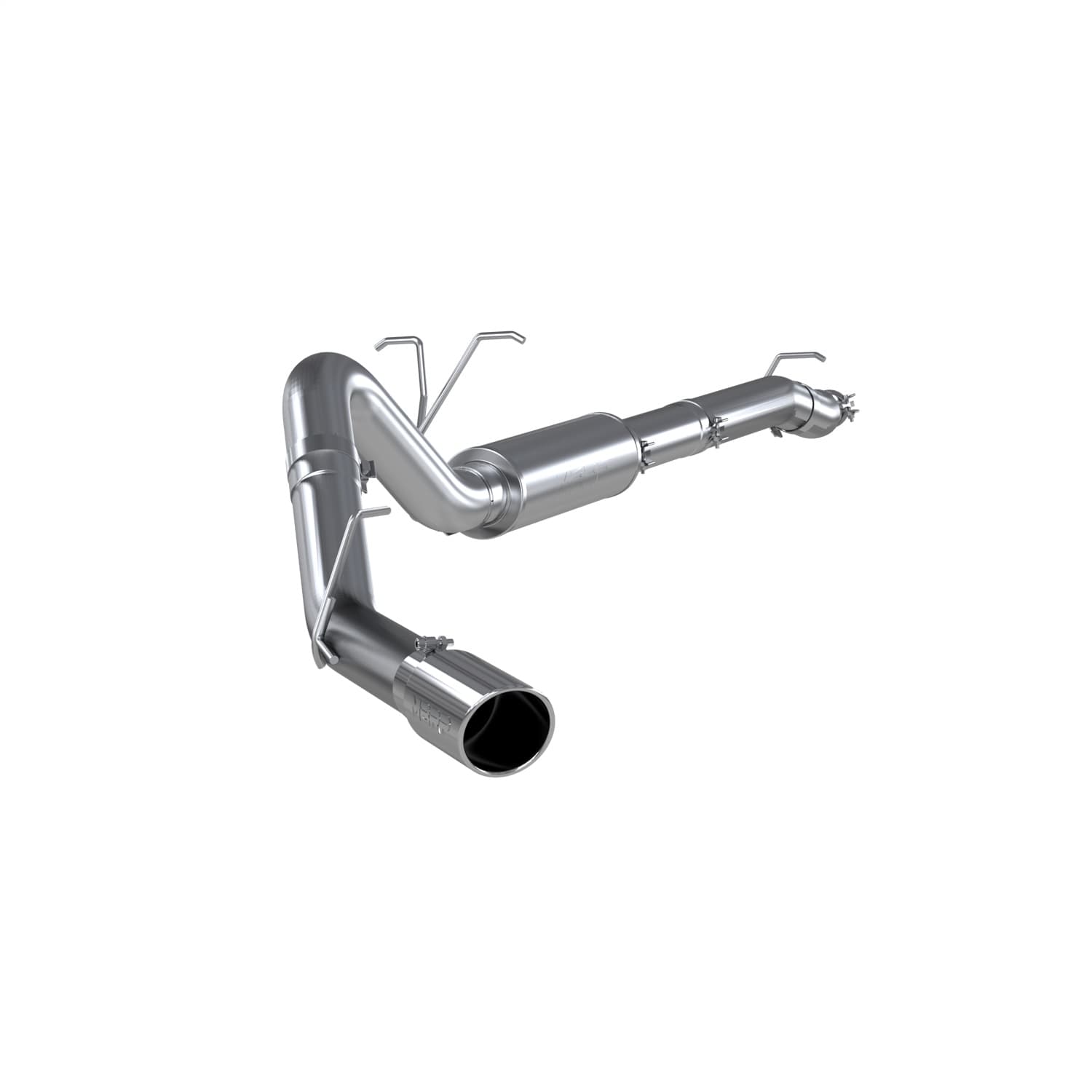 Armor Plus Resonator Back Exhaust System; 4 in.; Incl. Ext. Pipe/Muffler/Tailpipe/Hardware/5.0 in. OD Tip; Single Side Exit; T409 Stainless Steel; product image