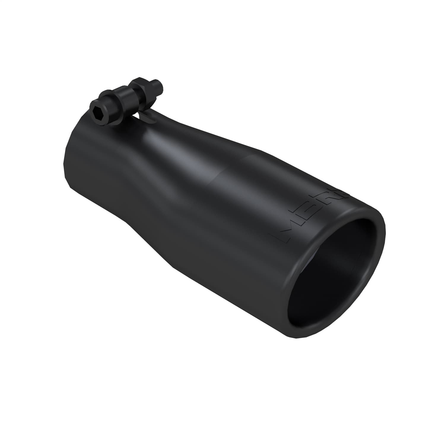 Armor BLK Exhaust Tip; 2.5 in. Inlet Diameter; 3.75 in. Outlet Diameter; 7 1/16 in. Length; Oval; T304 Stainless Steel; Black Coated; product image