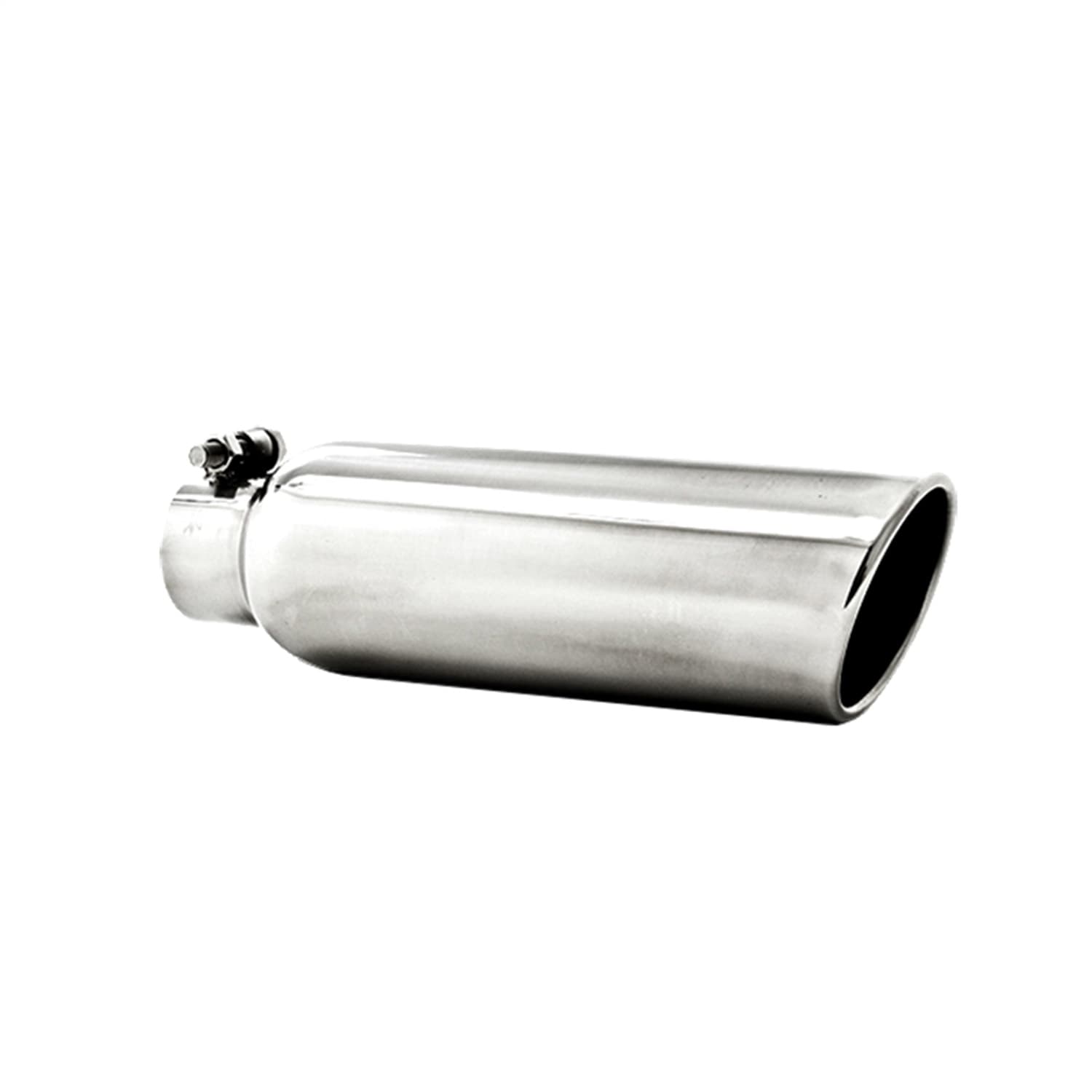 Armor Pro Exhaust Tip; 2.25 in. Inlet Diameter; 3.5 in. Outlet Diameter; 12 in. Length; Angled Cut Rolled End; Clampless No Weld; T304 Stainless Steel; product image