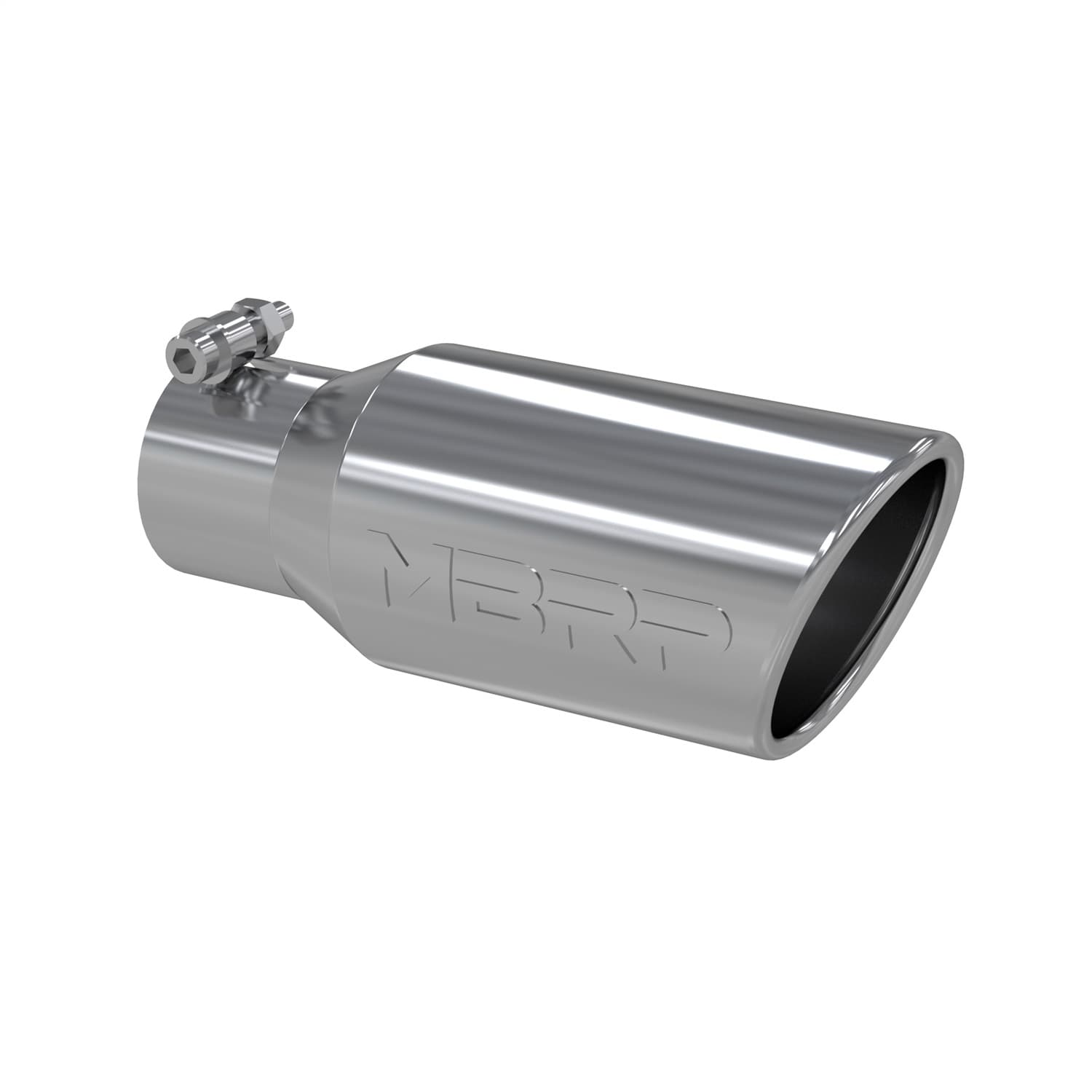 Armor Pro Exhaust Tip; 2.75 in. Inlet Diameter; 4 in. Outlet Diameter; 10 in. Length; Angled Rolled End; T304 Stainless Steel; Mirror Polished; product image