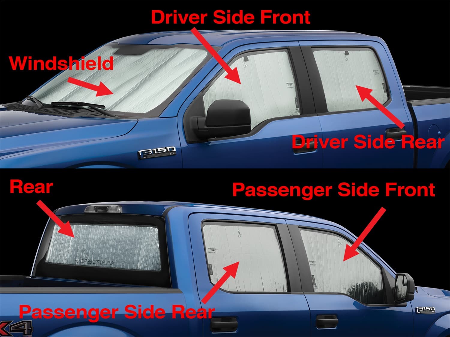 Weathertech 15C F150/17C F250/F350/F450/F550 SUPERCREW TECHSHADE SUN SHADE FULL VEHICLE KIT