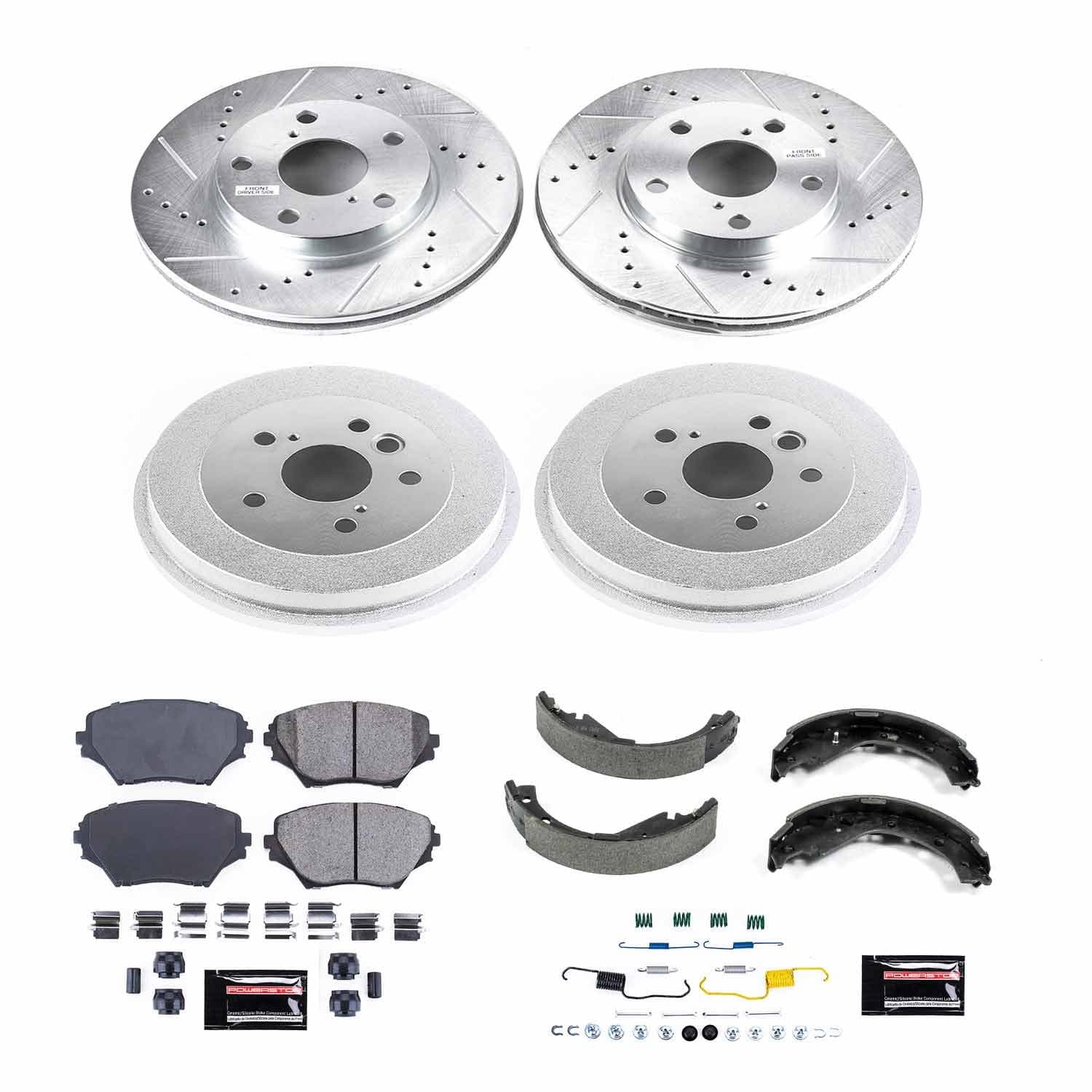 Z23 EVOLUTION SPORT UPGRADE KIT: DRILLED/SLOTTED ROTORS; CARBON-FIBER CERAMIC PADS W/HARDWARE; COATED DRUMS; SHOES W/HOLD DOWN KIT product image