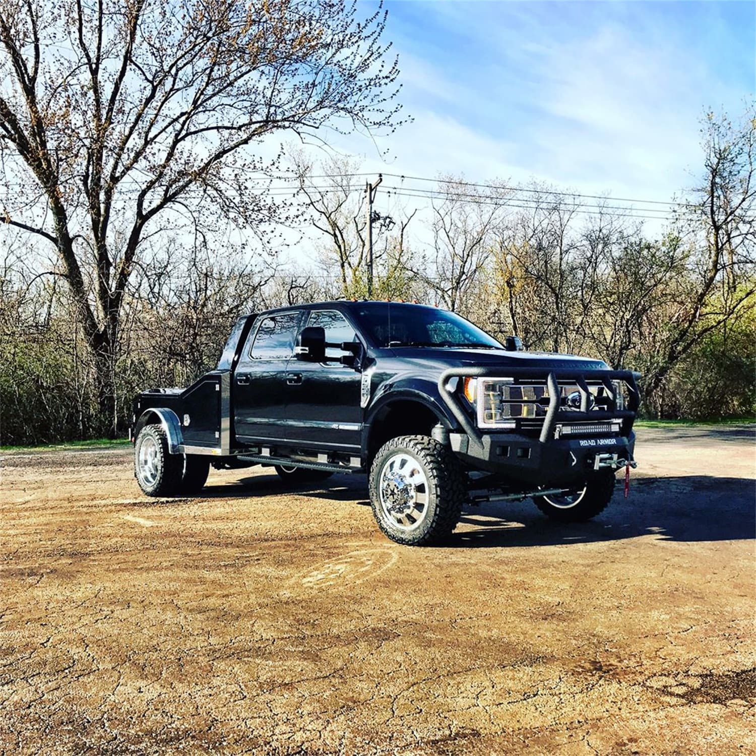 1722 F450/F550 STEALTH FRONT WINCH COMPATIBLE BUMPER TITAN II GUARD TEXTURE BLACK LIGHTS SOLD SEP product image