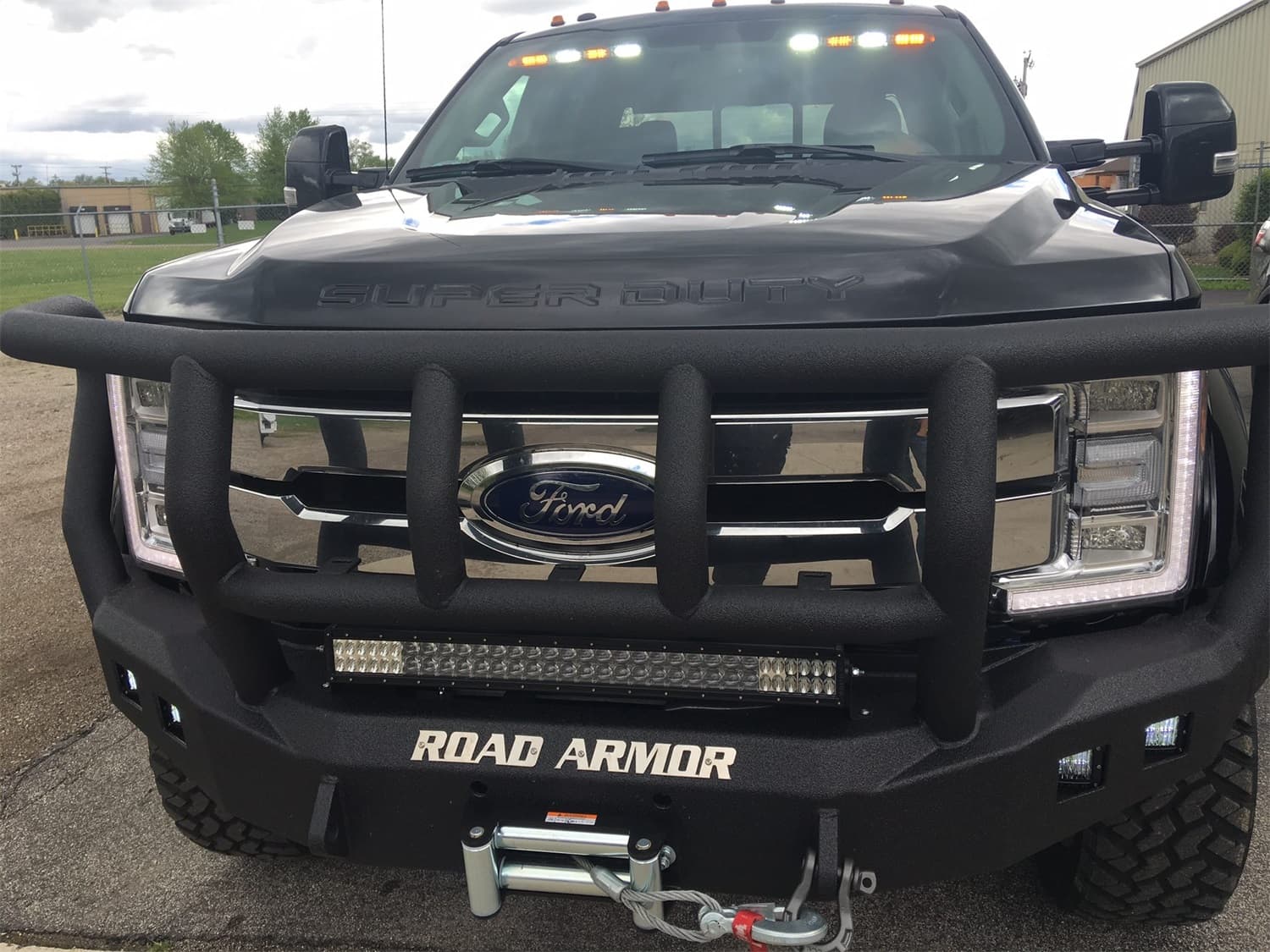 1722 F450/F550 STEALTH FRONT WINCH COMPATIBLE BUMPER TITAN II GUARD TEXTURE BLACK LIGHTS SOLD SEP product image