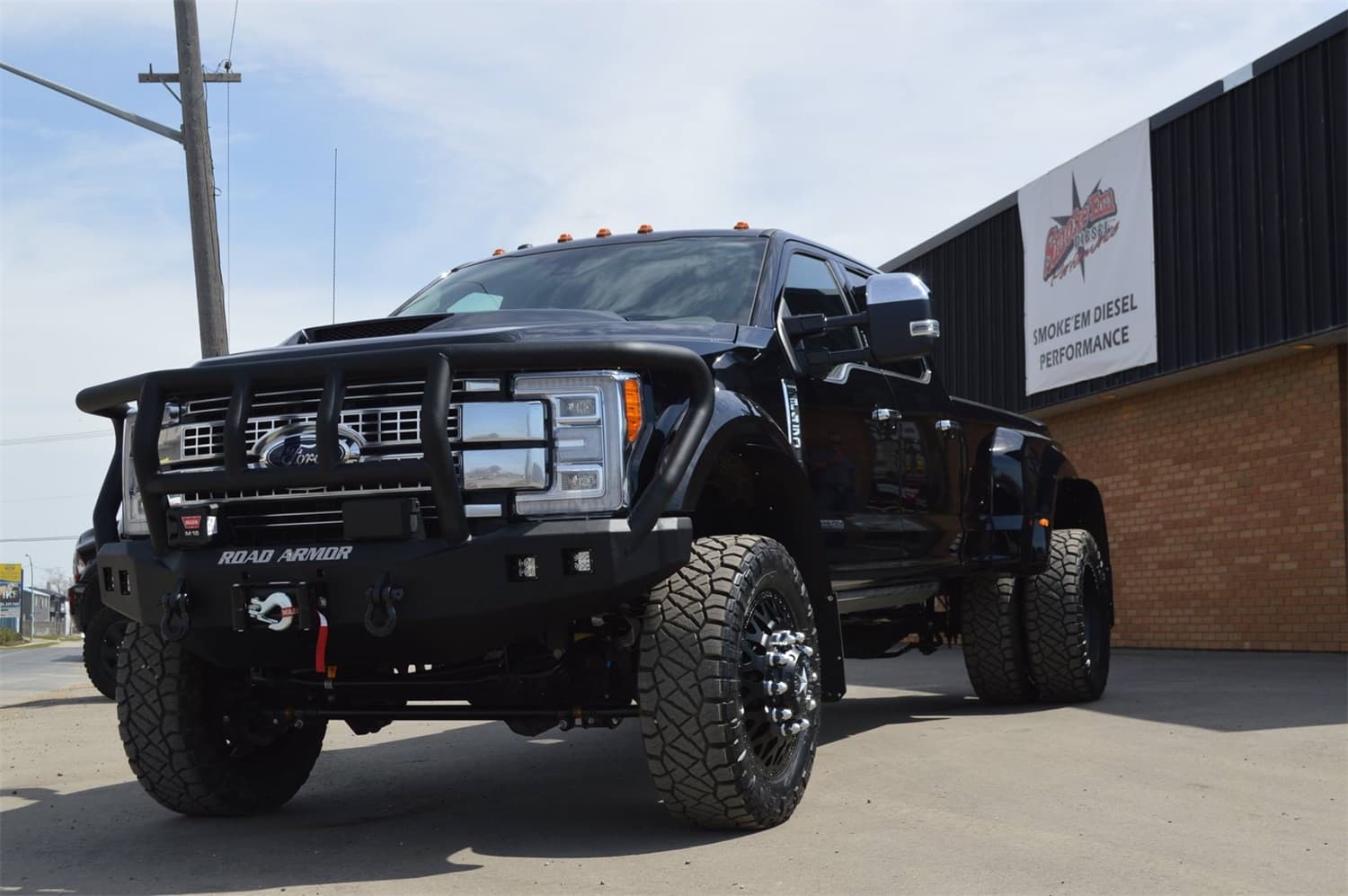 1722 F450/F550 STEALTH FRONT WINCH COMPATIBLE BUMPER TITAN II GUARD TEXTURE BLACK LIGHTS SOLD SEP product image