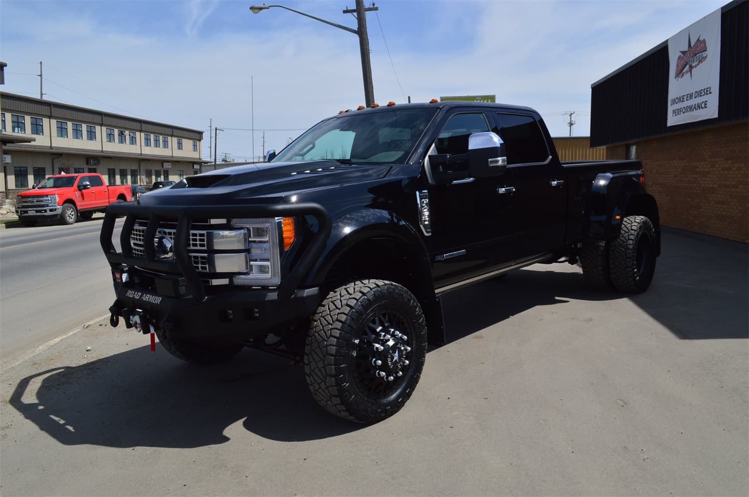 1722 F450/F550 STEALTH FRONT WINCH COMPATIBLE BUMPER TITAN II GUARD TEXTURE BLACK LIGHTS SOLD SEP product image