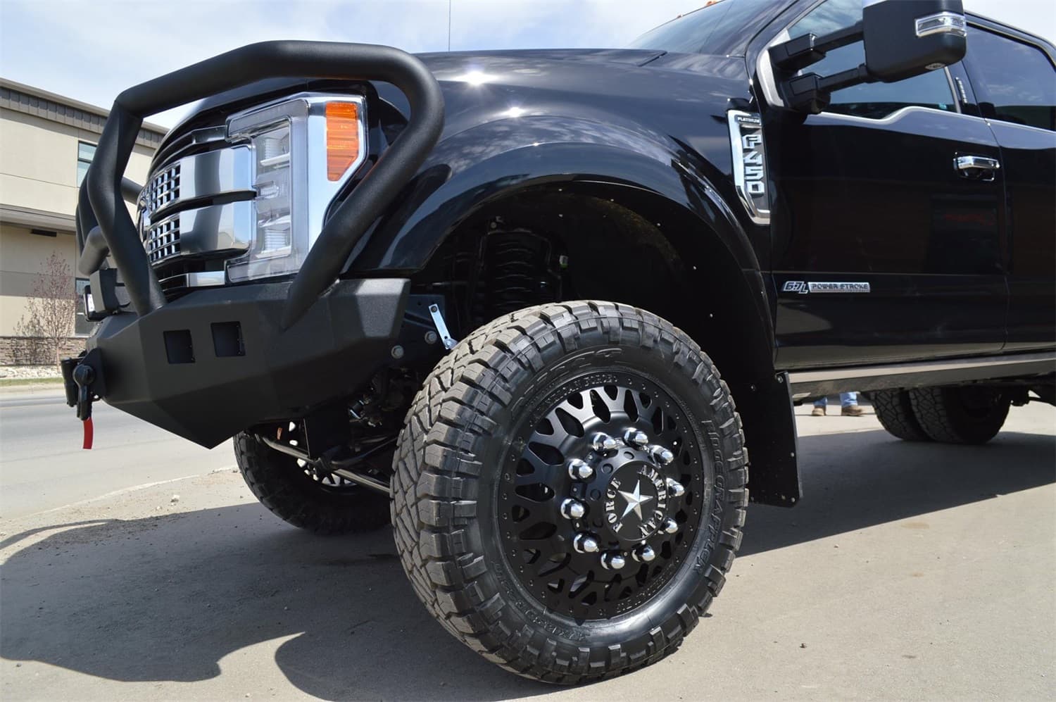 1722 F450/F550 STEALTH FRONT WINCH COMPATIBLE BUMPER TITAN II GUARD TEXTURE BLACK LIGHTS SOLD SEP product image