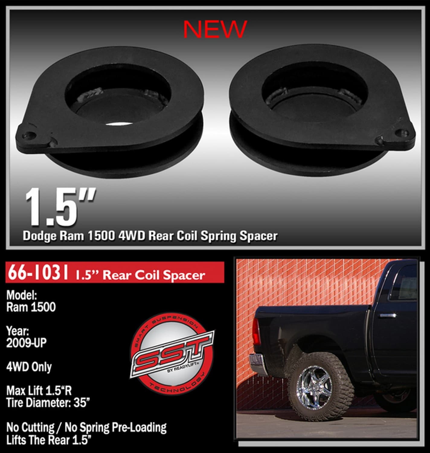 1.5 REAR COIL SPACER 2009-2016 DODGE-RAM 1500 2WD 4WD product image
