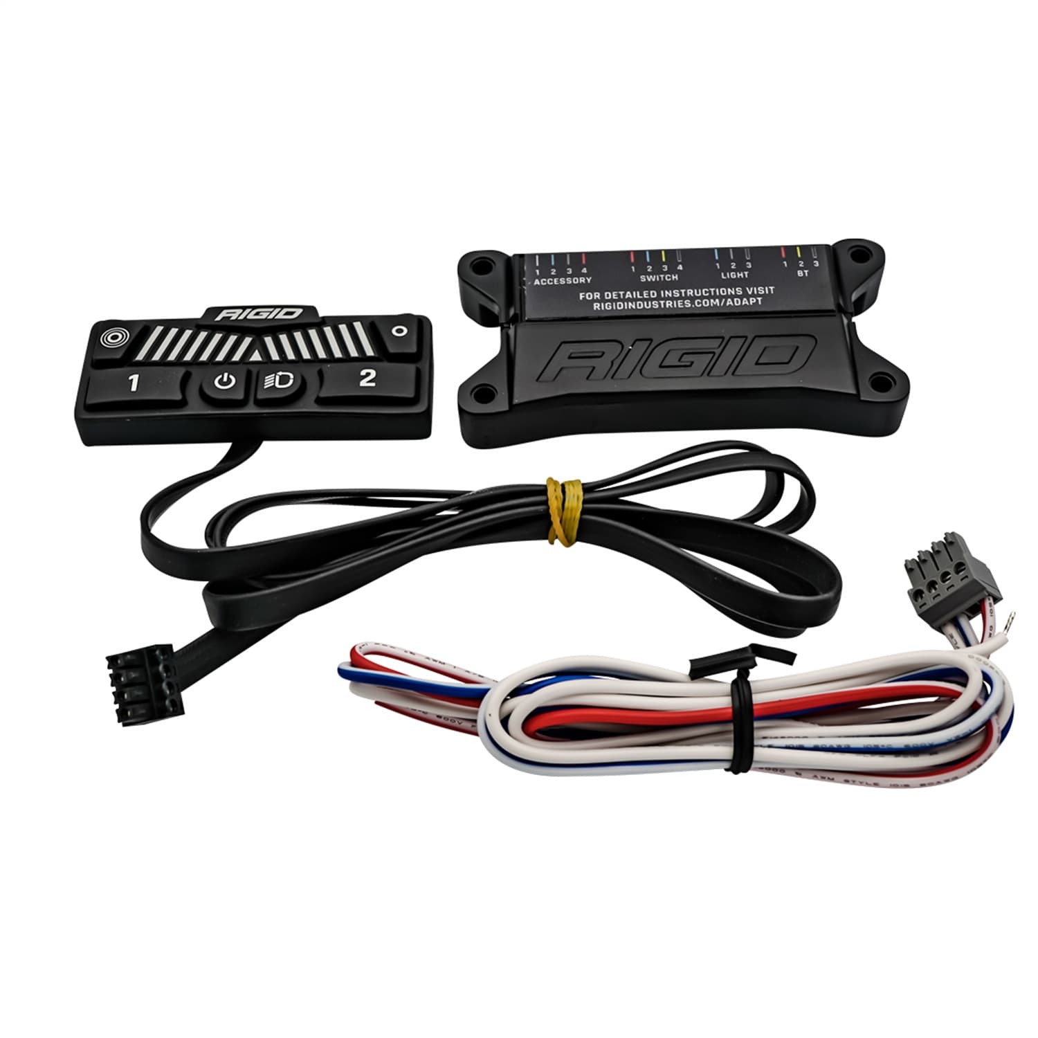 RIGID Industries RIGID Adapt Light Bar Dash Switch Panel Controller Kit Including Under Dash Control Box; Control Box Accessory Harness; and Dash Switch Panel Assembly