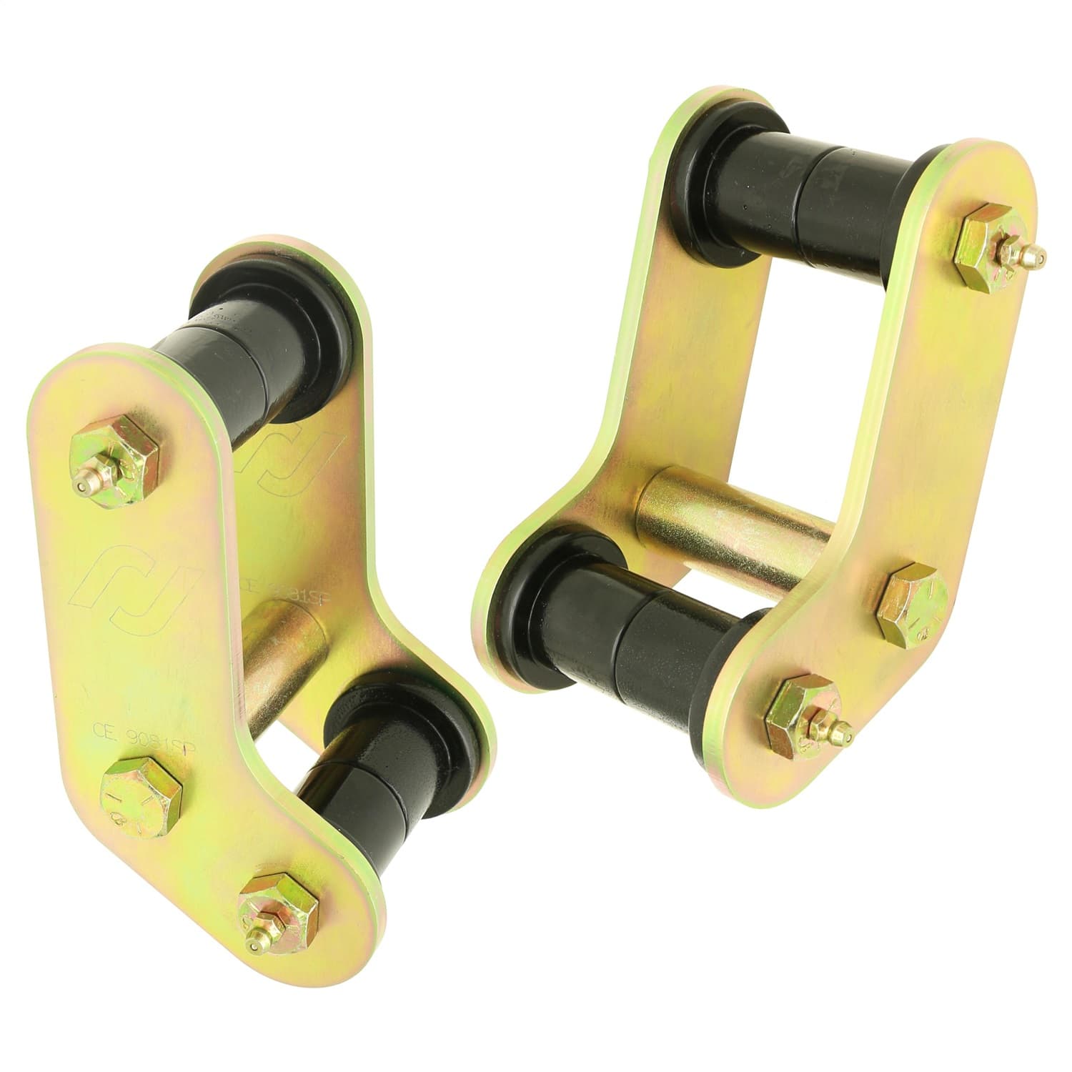 Boomerang Leaf Spring Shackles 87-95 Wrangler YJ Rear Includes Urethane Bushings HD Greasable Bolts Pair For Use w/ ProComp Springs RockJock 4x4 product image