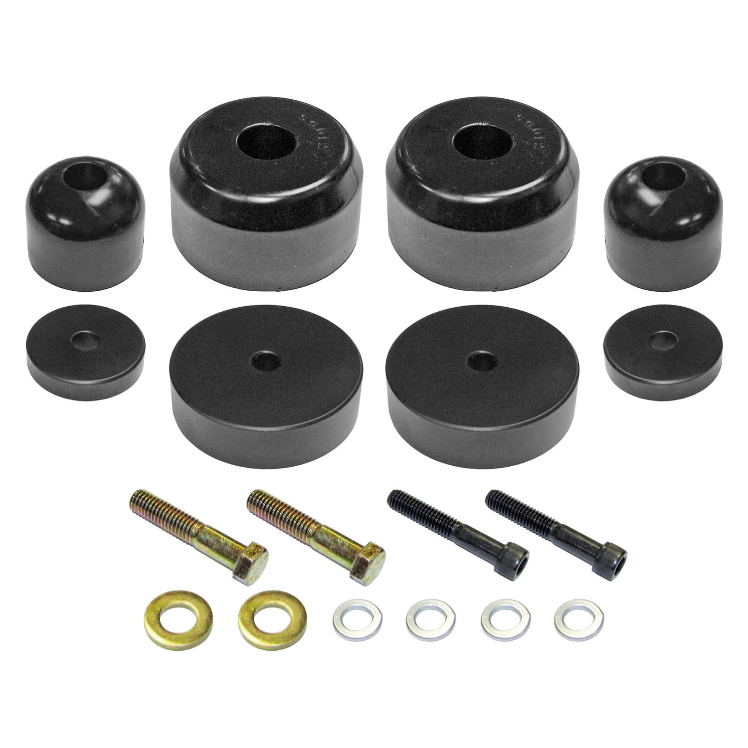 Bump Stop Kit 97-06 Wrangler TJ/LJ/XJ/MJ Front Includes Polyurethane Bump Stops Aluminum Spacers Hardware RockJock 4x4 product image