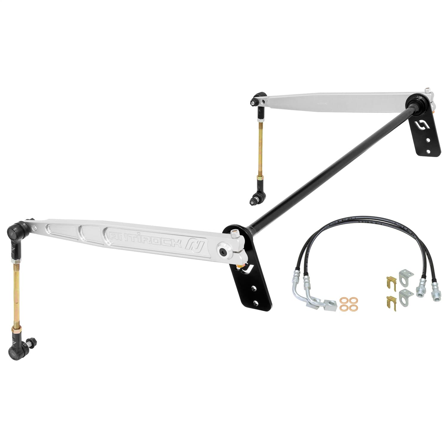 Rock Jock Antirock® Sway Bar Kit; Rear; Bolt-On; 7075 Billet Aluminum Arms; 1 in. Bar;