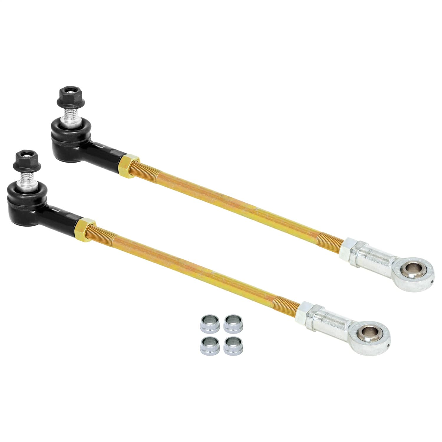 Adjustable Sway Bar End Link Kit for JT Rear (12 1/2 Inch Long Rods Sealed Rod Ends Thru-Bolt Heims Jam Nuts Misalignment Spacers pair) RockJock 4X4 product image