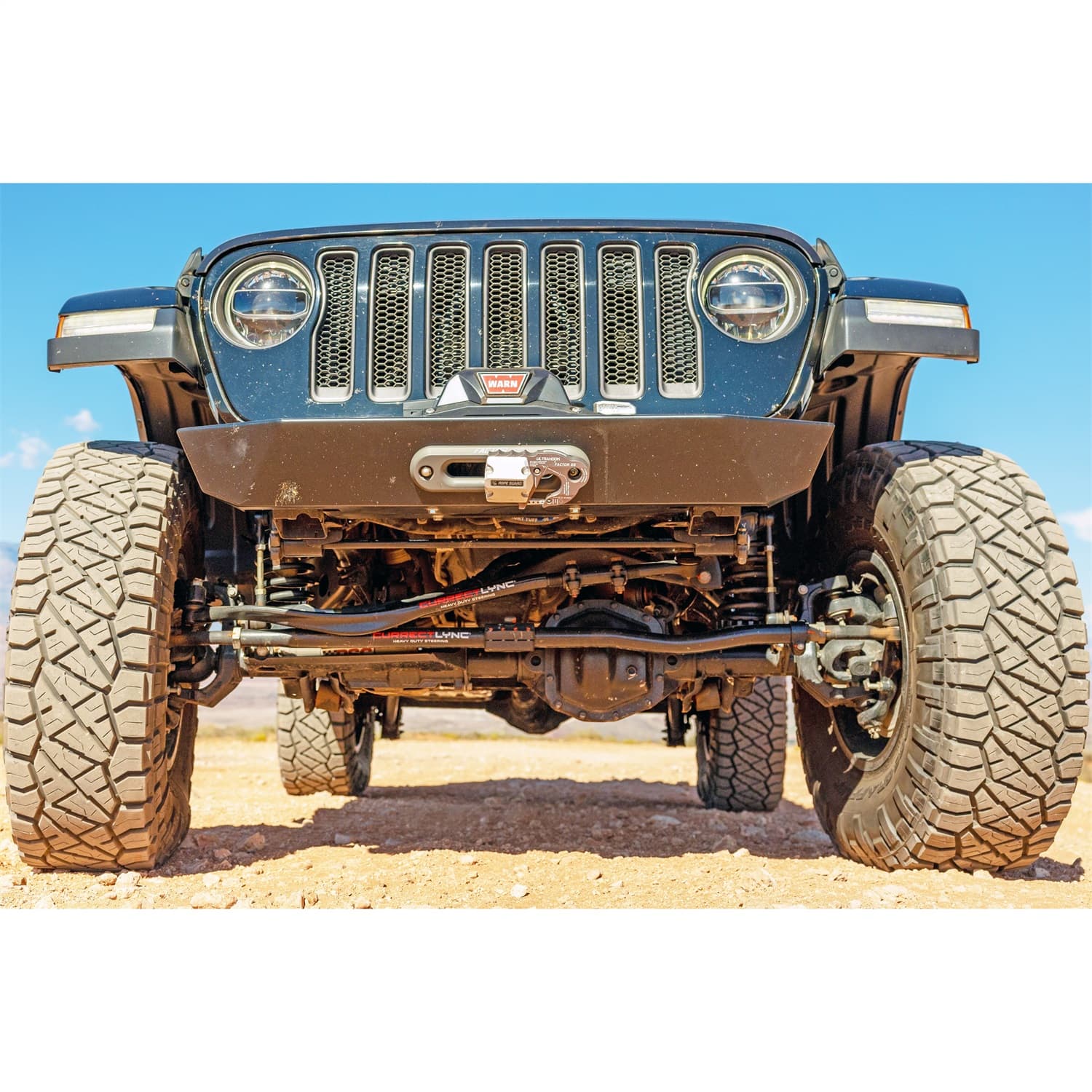 Currectlync JL/JT High Steer Kit for Stabilizer Shock Incl Knuckles Drag Link Tie Rod Trac Bar Reloc/Shock Mount Axle Shock Tie Rod Clamp product image