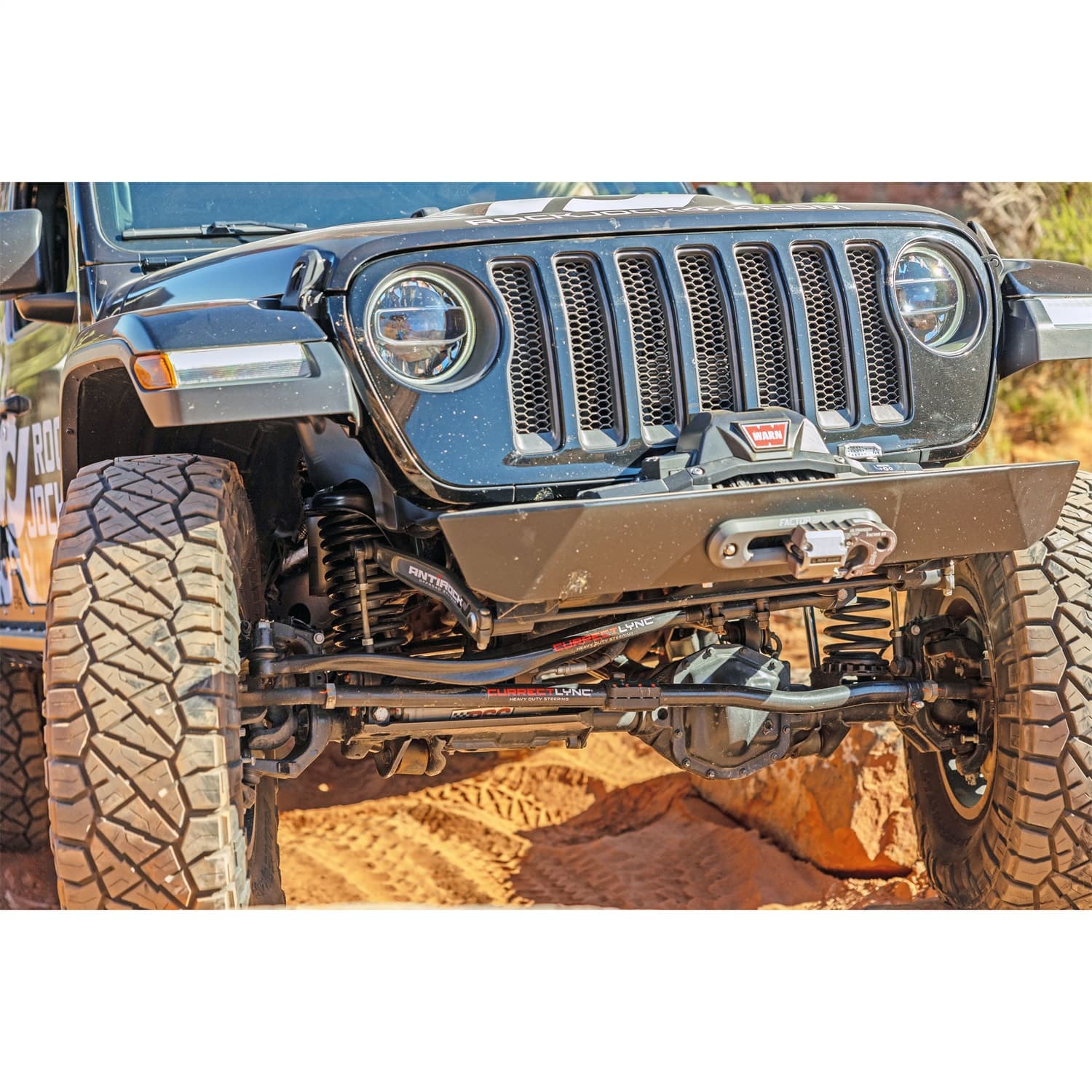 Currectlync JL/JT High Steer Kit for Stabilizer Shock Incl Knuckles Drag Link Tie Rod Trac Bar Reloc/Shock Mount Axle Shock Tie Rod Clamp product image