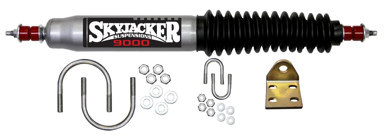 Steering Stabilizer Single Kit For Use w/Straight Axle Silver w/Black Boot Skyjacker product image