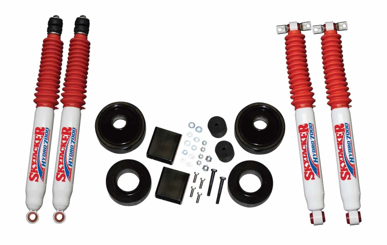 Suspension Lift Kit w/Shock 2 Inch Lift 07-18 Wrangler JK Incl. Front/Rear 2 Inch Polyurethane Coil Spring Spacers w/Bump Stop Spacers Skyjacker product image