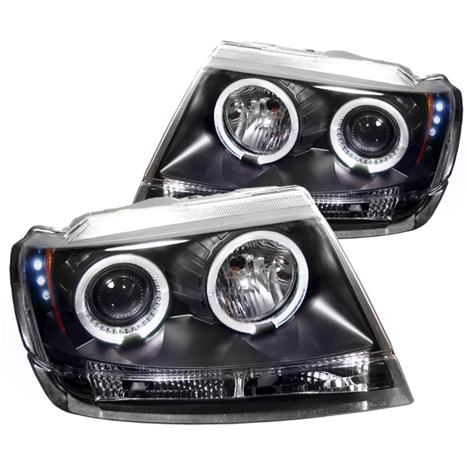 Spyder Signature Jeep Grand Cherokee 99-04 Projector Headlights - LED Halo - LED Replaceable LEDs - Black - High 9005 Not Included - Low 9006 Not Included product image