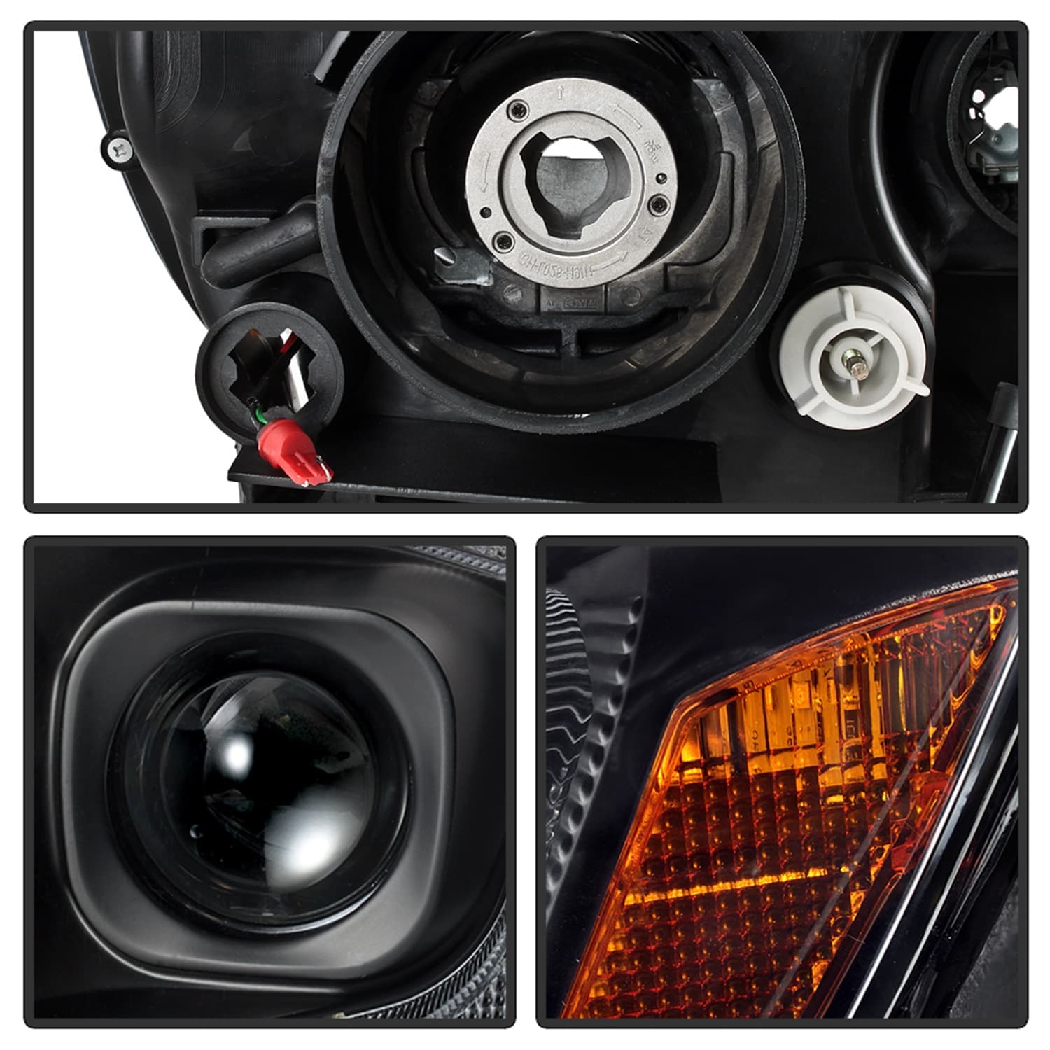 Spyder Signature Jeep Grand Cherokee 11-13 Light Bar Projector Headlights - Halogen Model Only Not Compatible With XenonHID Model - Black - Lo Beam H9 Not Included - Hi Beam H1 Included product image