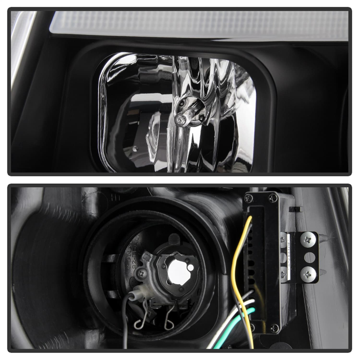 Spyder Signature Jeep Grand Cherokee 11-13 Light Bar Projector Headlights - Halogen Model Only Not Compatible With XenonHID Model - Black - Lo Beam H9 Not Included - Hi Beam H1 Included product image