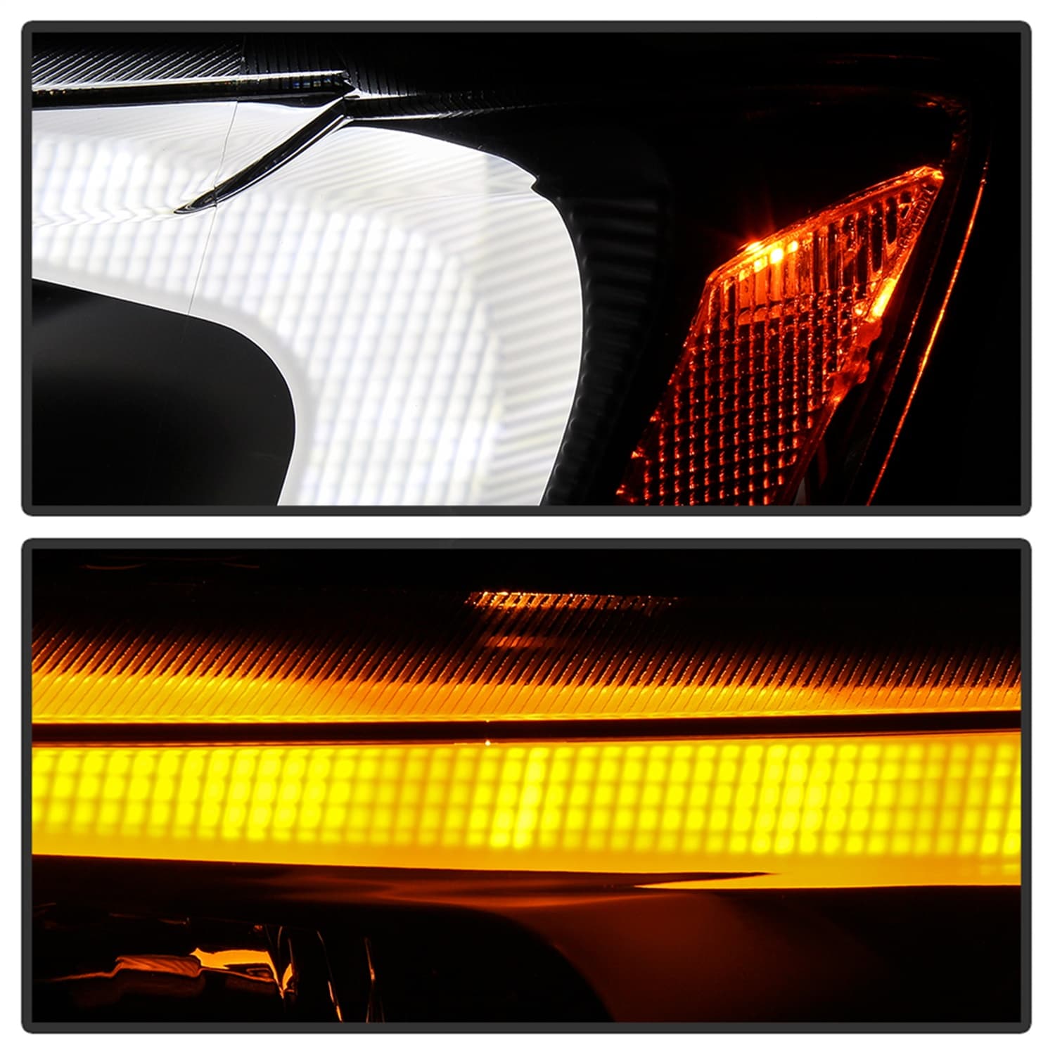 Spyder Signature Jeep Grand Cherokee 11-13 Light Bar Projector Headlights - Halogen Model Only Not Compatible With XenonHID Model - Black - Lo Beam H9 Not Included - Hi Beam H1 Included product image