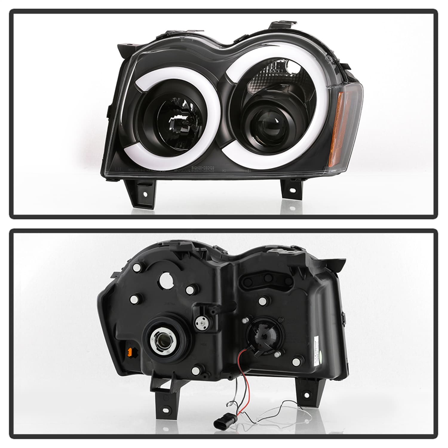 Spyder Signature Jeep Grand Cherokee 05-07 Light Bar Projector Headlights - Low Beam-HB4Not Included High Beam-H1Not Included Signal-3157NANot Included - Black product image