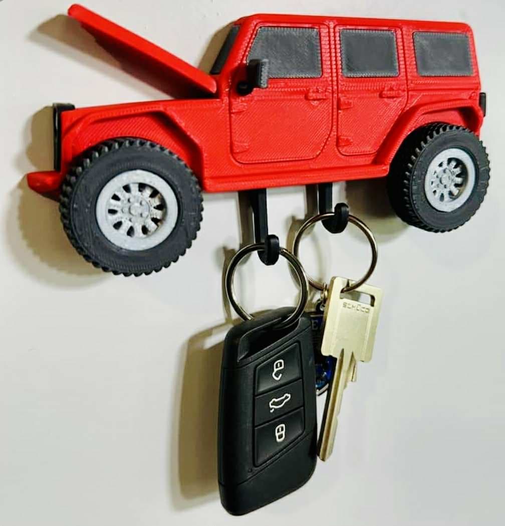 No Brand Jeep JKU 4-Door Wall-Mounted Key Holder - Multiple Colors Available