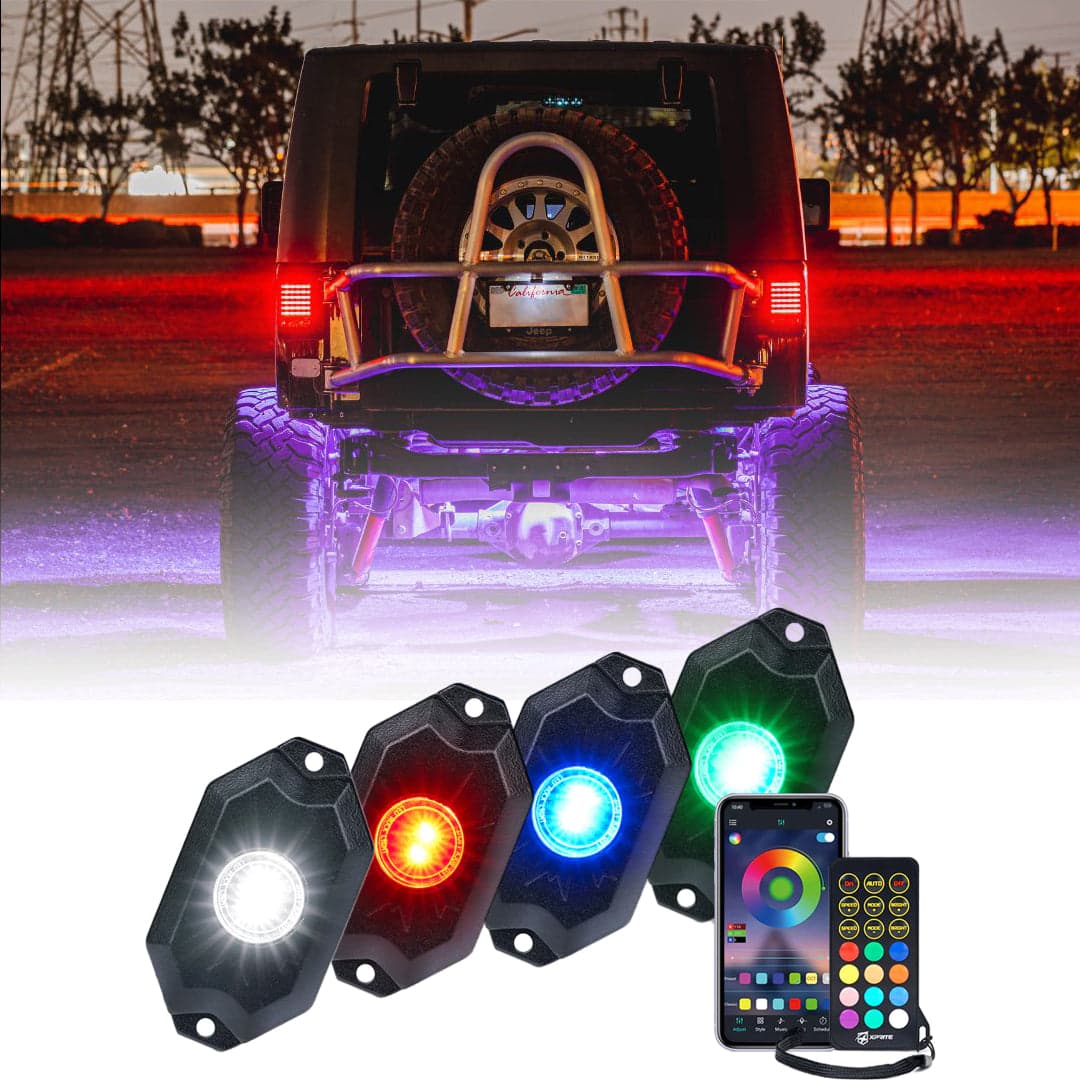Xprite RGBW LED Rock Lights Kit with Bluetooth Control | Trophy Series