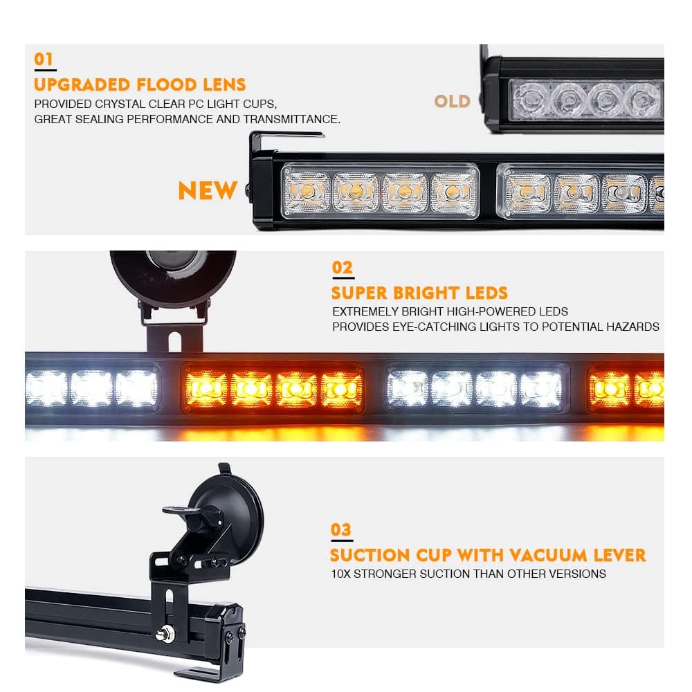 Xprite 26" LED Traffic Advisor Strobe Light Bar | Controller 6 Series