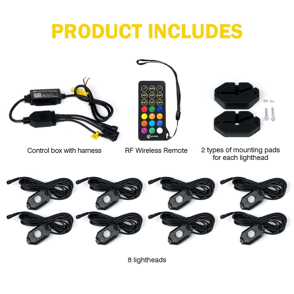 RGBW LED Rock Lights Kit with Bluetooth Control | Trophy Series product image