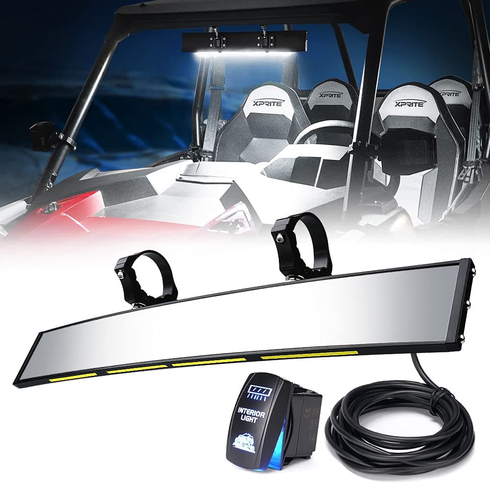 Xprite Curved UTV Rear View Mirror with LED Lights | Spirit Series