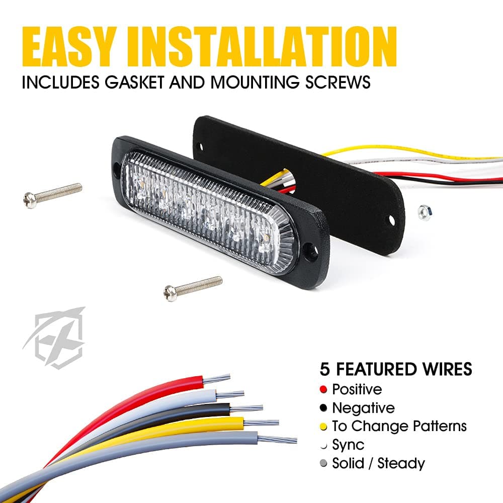 Xprite Alert 6 Series 6W Flush Mount Side Marker Emergency Strobe Light - Set of 4 product image