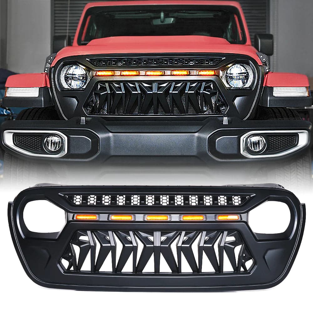 Xprite Grille with Amber LED Lights for Jeep JT/JL