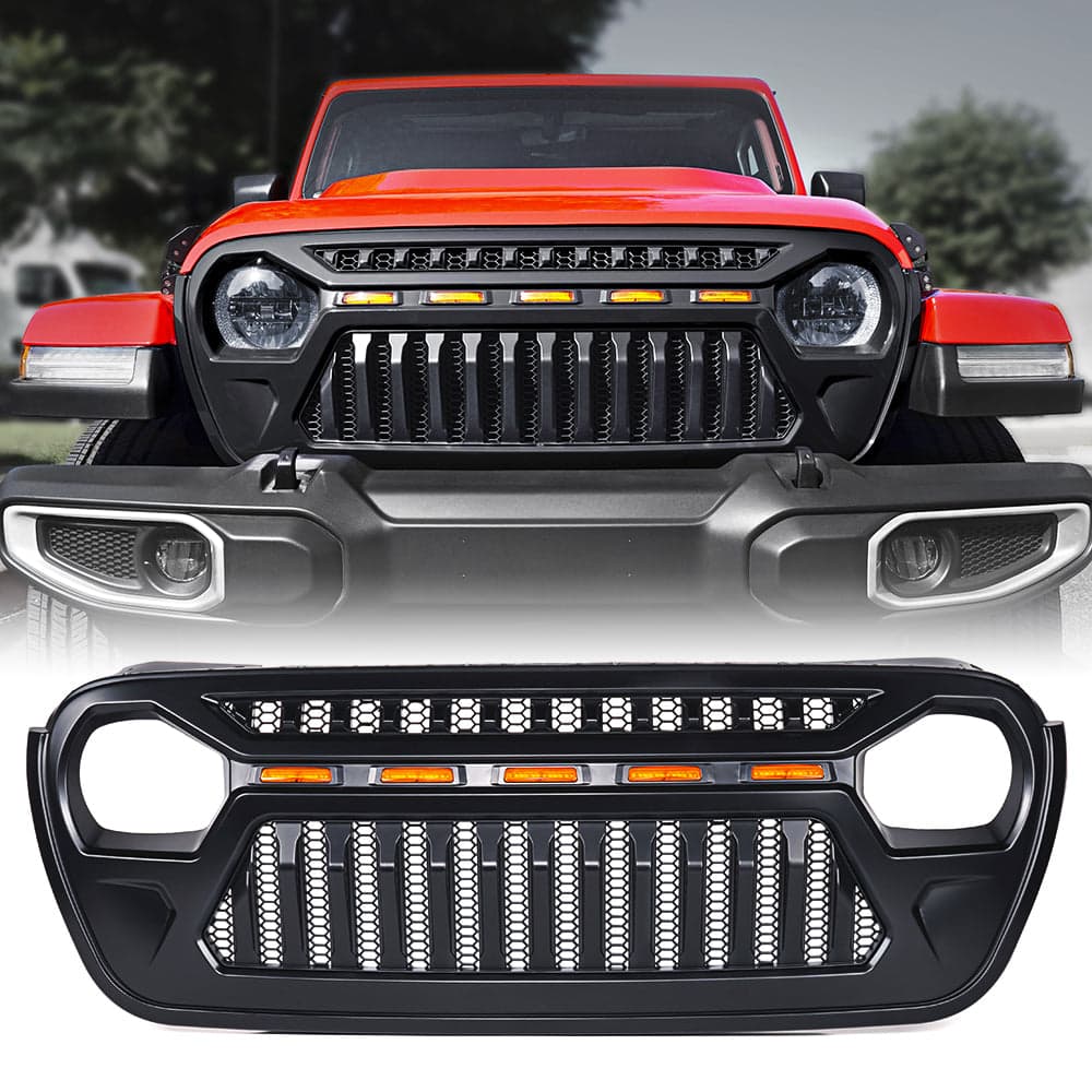Xprite Grille with Amber LED Lights for Jeep JT/JL