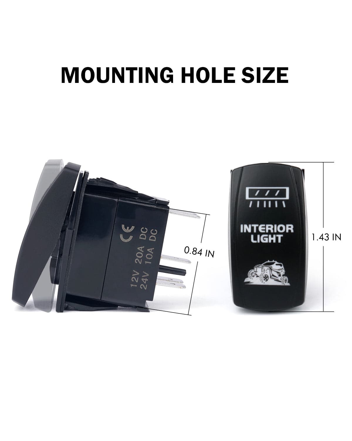 Xprite 5 Pin Laser Blue Center Mirror Interior Light SPST On/Off Rocker Switch product image