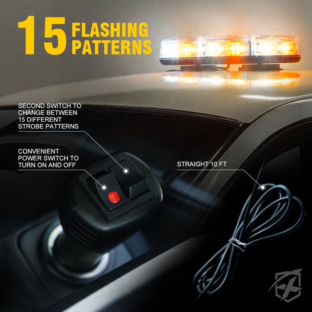 Mini LED Rooftop Strobe Light Bar with Magnetic Base | Blaze Series product image