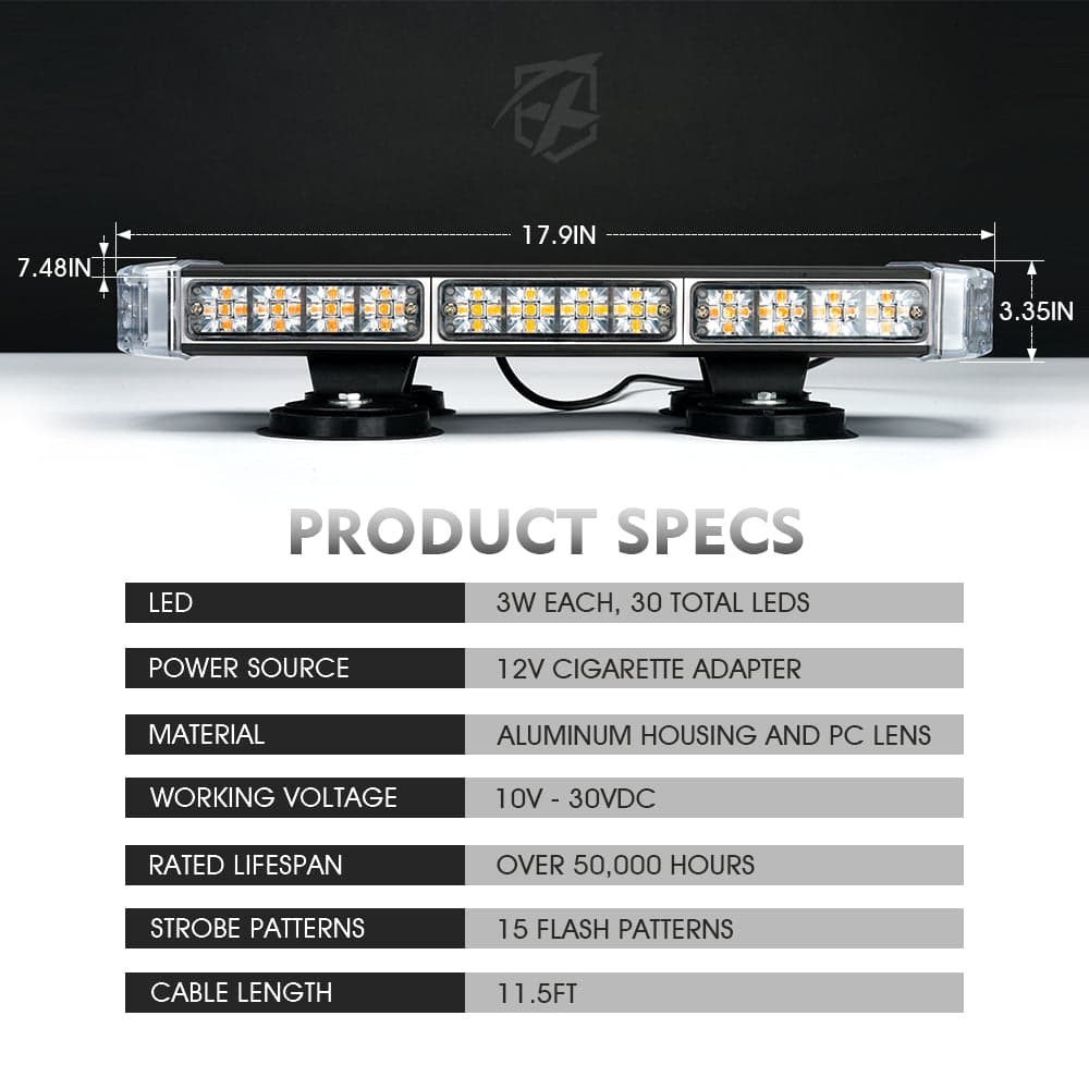 18" Emergency Strobe Light Bar with Magnetic Mount | Response Series product image